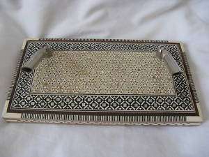 Egyptian Inlaid Mother of Pearl Desk Pen Holder 8.75  