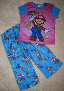 NINTENDO Super Mario Girls S/S Shirt /Capri Pajamas Pjs sz 10/12 