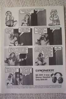 PIONEER STEREO HEADPHONES RECEIVER VINTAGE ADS 1973  