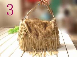 GK2397 New Fashion Womens Faux Leatheri fur tassel Shoulder Bags 