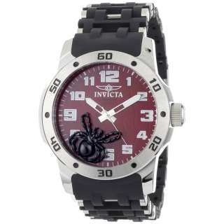   Red Dial Swiss Quartz Black Polyurethane and Stainless Steel Watch