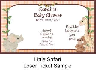 BABY SHOWER Scratch Off Tickets Little Safari Animals  