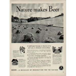 Nature makes Beer  1940 United Brewers Industrial Foundation Ad 