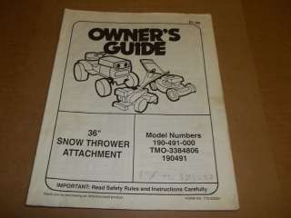 b1460) MTD Cub Cadet Snow Blower Operator Manual  