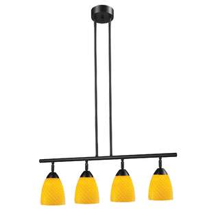 ELK Lighting Celina 4 Light Linear In Dark Rust And Canary Glass at 
