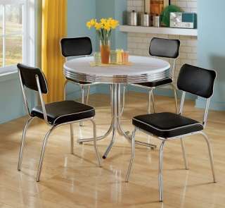 NEW 50s STYLE RETRO DINING TABLE SET w/4 BLACK CHAIRS  