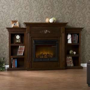 Franklin Electric Fireplace with Bookcases in Rich 