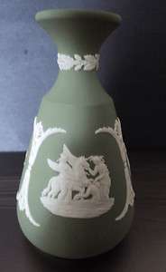 Small Sage Green Wedgewood Jasperware Vase Pegasus  