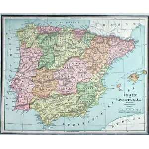  Cram 1888 Antique Map of Spain & Portugal   $69 Office 