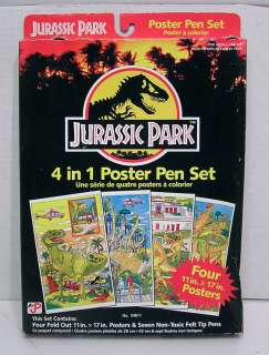 1992 JURASSIC PARK 4 in 1 Poster Pen Set  
