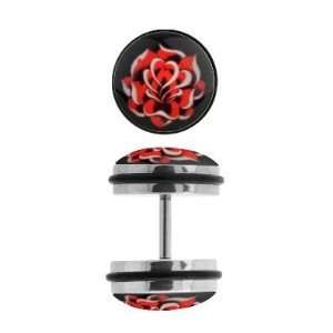     Rose Design Fake Plugs   16g Ear Wire   Sold as a Pair Jewelry