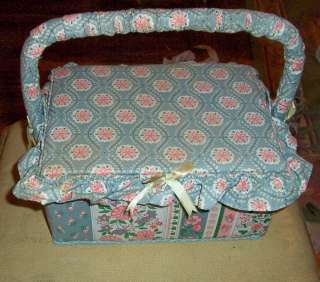 Vintage Fabric covered Sewing Basket Lined  