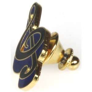  Harmony Jewelry G Clef Pin   Blue Musical Instruments