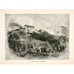 1877 Wood Engraving Capture Malakoff Battle Crimean War Zouave France 
