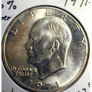 Eisenhower Dollar 1971 S,40% Silver.GradeUncirculated.