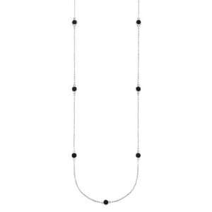 Sterling Silver Black Onyx Color by Yard Bezel Set Gemstone Necklace 