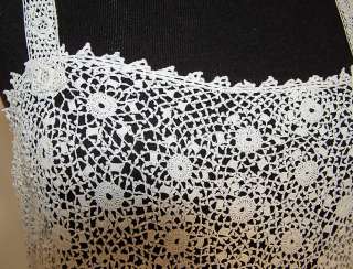   Vintage 1920s Antique White Irish Crochet Lace Drop Waist Slip Dress