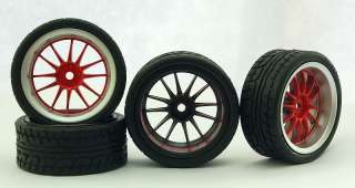 4PCS 1/10 RC Car 12 Spoke Wheel rubber tires