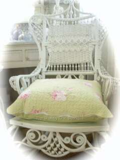 Wicker Chair Cushion Pillow Shabby Beach Pink Rose Cottage Country 