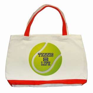 Carsons Collectibles Classic Tote Bag Red of Tennis Equals Life 