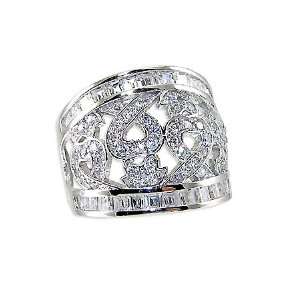   White Gold, Fancy Dressy Band Ring with Sparkly Created Gems Jewelry
