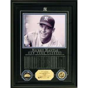  MICKEY MANTLE ARCHIVAL ETCHED STATS GLASS PHOTO MINT 