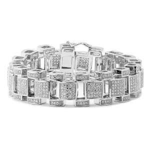    Mens Platinum Style Iced Out Micro Pave CZ Bracelet Jewelry