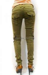 NWT FRANKIE B Brand Womens Low rise Army Olive Skinny Cargo Pants 