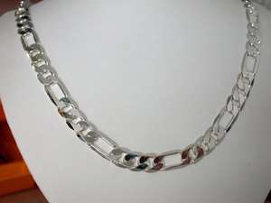 12MM THICK SILVER EP FIGARO NECKLACE/BRACELET 8 30  