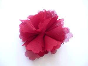 RED 100% SILK Rose Flower Tie Hair Clip Band Brooch Pin  