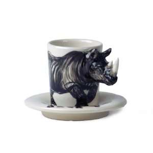  Rhino Handmade Espresso Cup And Saucer (5cm x 8cm)