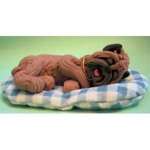    Cairn Terrier Naptime Clay Figurine (Tan/Blk)