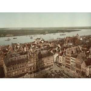  Vintage Travel Poster   General view I Antwerp Belgium 24 
