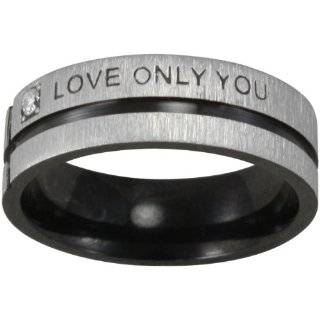 Black Tone Stainless Steel Love Only You Cubic Zirconia Band Ring