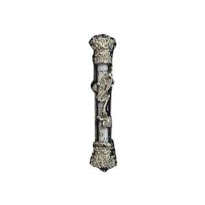   Nickel Car Mezuzah with Crowns and Filigree Pattern 