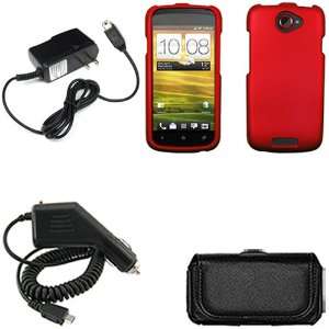 HTC One S Combo Rubber Red Protective Case Faceplate Cover + Home Wall 