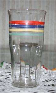 Vintage Glass Tumblers Banded Rings Retro  