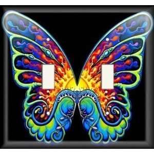  Double Switch Plate OVERSIZE   Hippie Butterfly