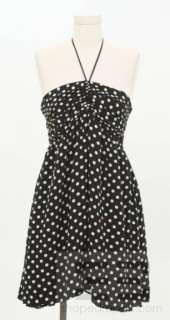 Alice & Olivia Black & White Polka Dot Silk Halter Dress Size Medium 