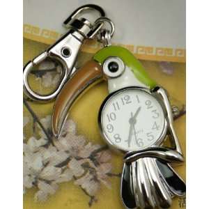  Toucan Bird Watch w / Keychain Clip Pocket Watch 