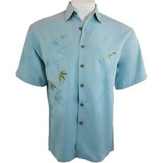 Bamboo Cay Mens Tropical Style, Button Front Shirt, Colored in Sky 