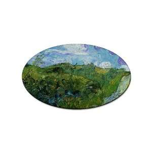 Green Wheat Fields By Vincent Van Gogh Oval Sticker