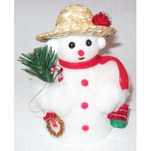  Snowman Decoration WIth Straw Hat 