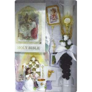  Boxed First Communion Gift Set   Boy   Rosary   Armband 