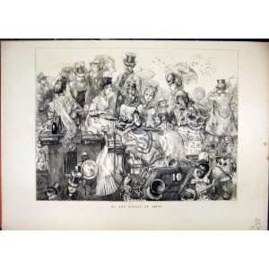1870 Horse Racing Ascot Arriving Carriage Old Print 