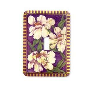    Decorative steel iris twilight switchplate cover