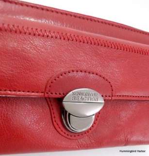 Kenneth Cole Reaction Red Leather Top Zip Clutch Wallet NWT $55 
