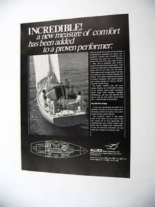 Allied Boat Luders 33 Yacht sailboat 1971 print Ad  