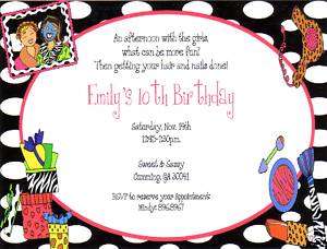 Spa Day/Girls Night Out/ Dress up Party Invitations  