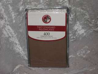 Brown Standard Pillow Cases 400 TC Cotton Sateen NEW  